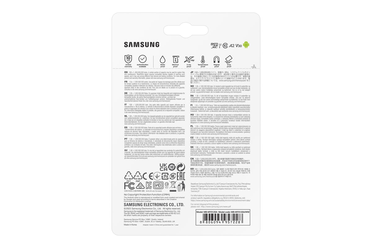 SD MicroSD Card 512GB Samsung SDXC PRO Ulti. Adapt.(Class10) retail