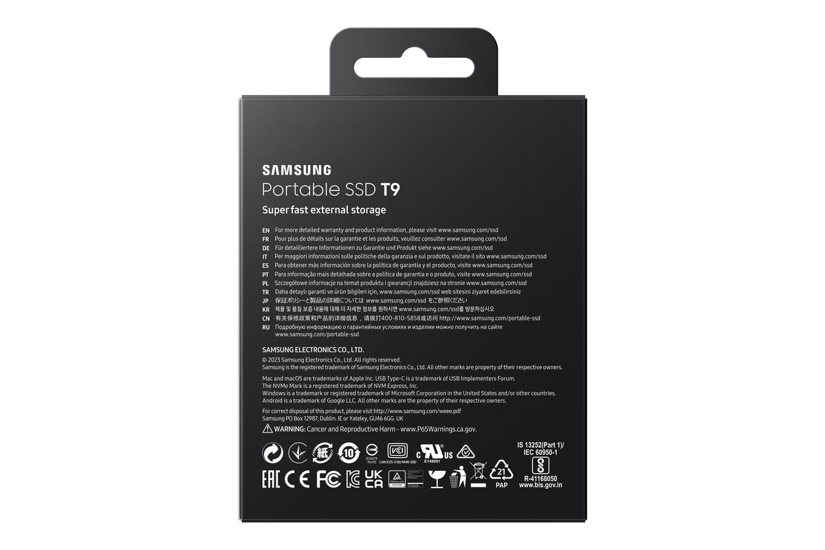 SSD    2TB Samsung Portable SSD T9 USB3.2 Gen.2x2 black retail