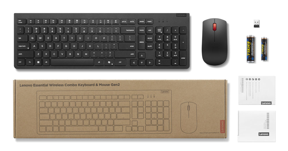 Lenovo TAS+Maus wireless - Essential G2 Black-Belgium Engl.